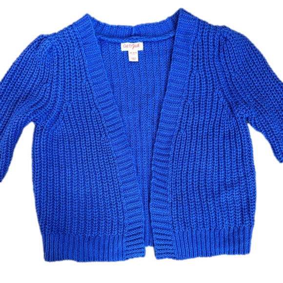 New‎ Girl's Blue Cable Knit Cardigan Sweater size  XS (4/5) - Picture 2 of 6